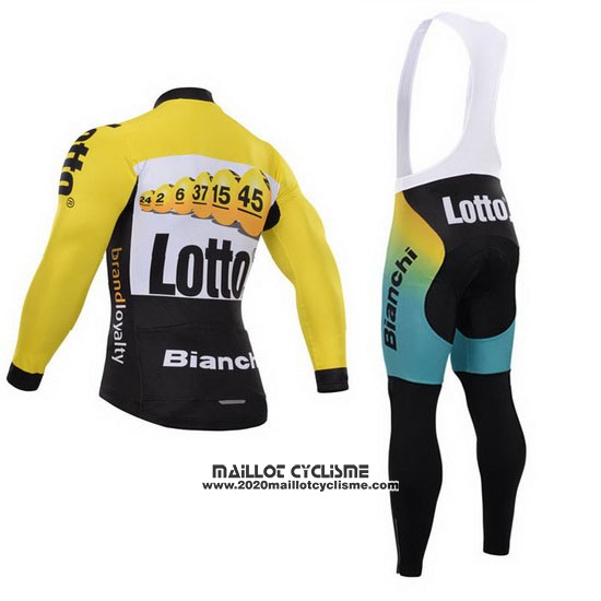 2015 Maillot Ciclismo Lotto NL Jumbo Noir et Jaune Manches Longues et Cuissard
